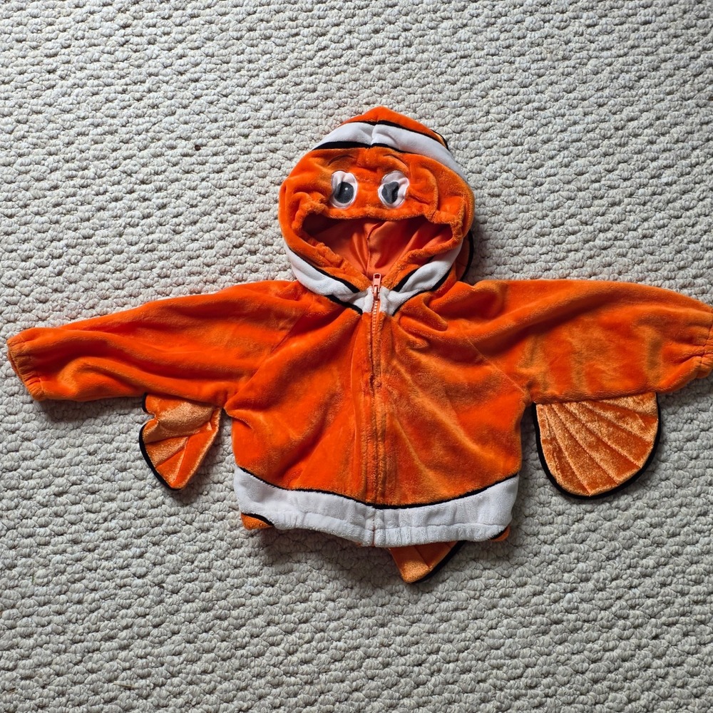 Disney Direct Finding Nemo Costume Jacket Orange Plush Hooded Zip 12M fish top